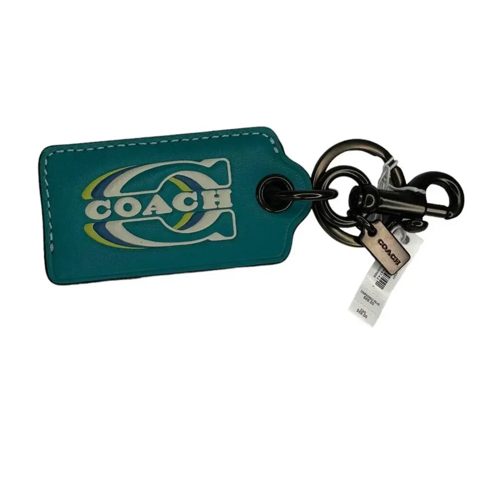 Coach Bottle Opener Key Fob With Coach Stamp Teal
